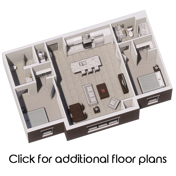 Floor plan for 2 beds, 2 baths, 1066 sqft